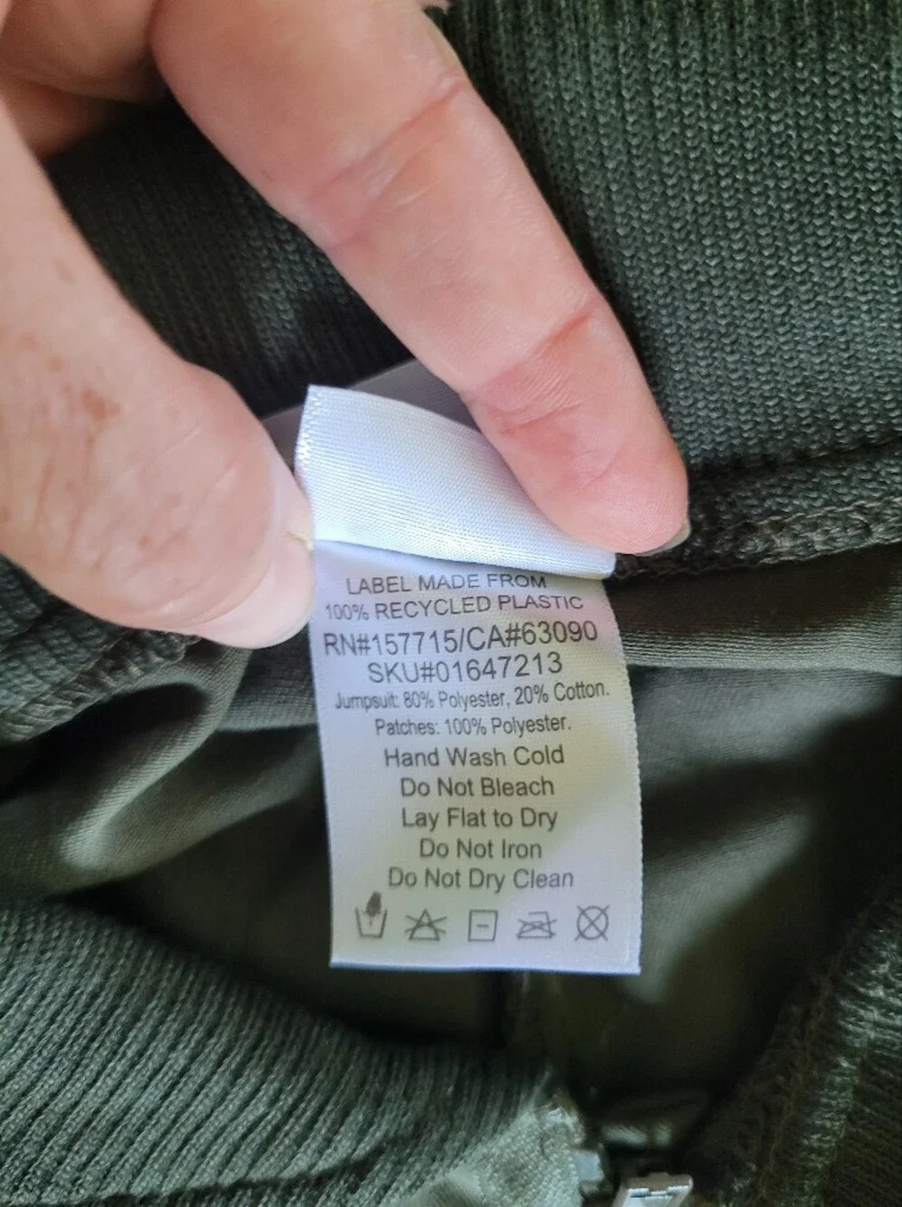 Top Gun Flight Suit Costume - Olive Green Jumpsuit - Picture 14 of 16